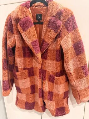 art class Orange & Purple Check Teddy Coat